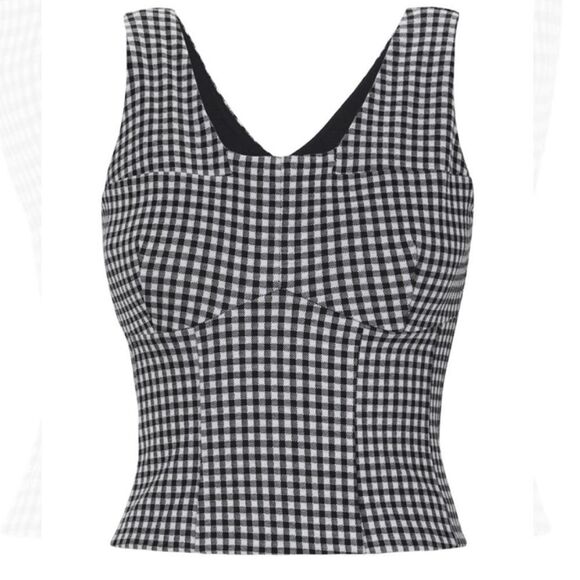 Cabi 6142 Bombshell Tank Spring 2022 Black & White Gingham Print Top Medium - Picture 1 of 12